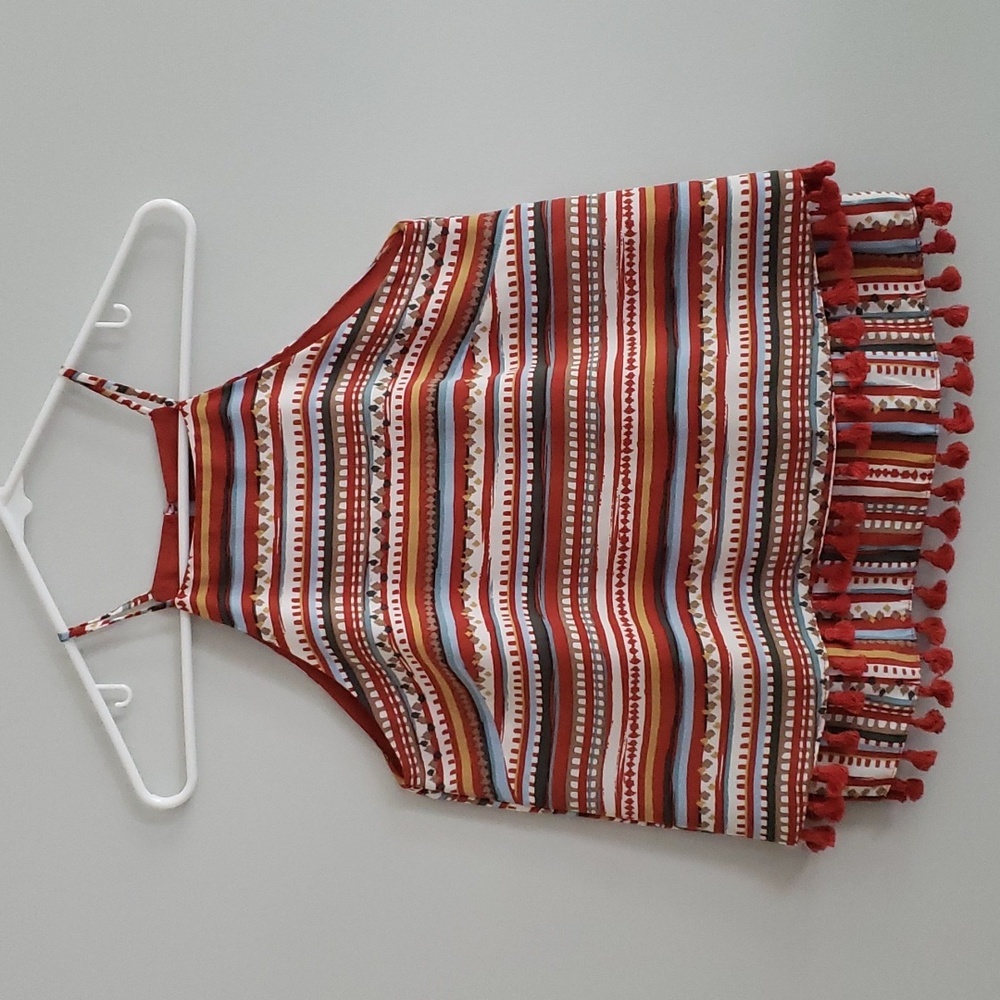 Evereve Sunday in Brooklyn NWT Desert Stripe Tiered Tassel Tank Top XS